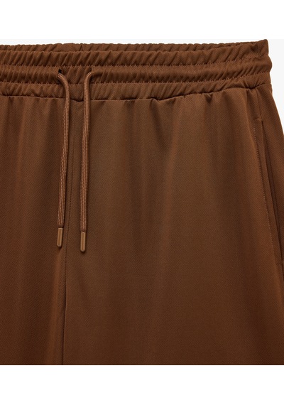 Koton Straight Fit Cepli Beli Bağcıklı Spor Şort Kahverengi 6sam40133nk Kahve