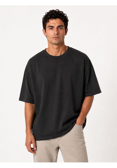 Classics Men Bordoo Basic Bisiklet Yaka Oversize Kısa Kol Erkek Tişört 7701 Siyah