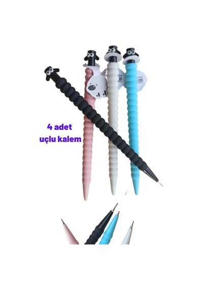4 Adet Hediyelik 07 Kalem, Kuzu Kalem, Uçlu Güzel 0,7 Kalem, Verzalit Tatlı Tatlış Sevimli Kalem Çok Renkli