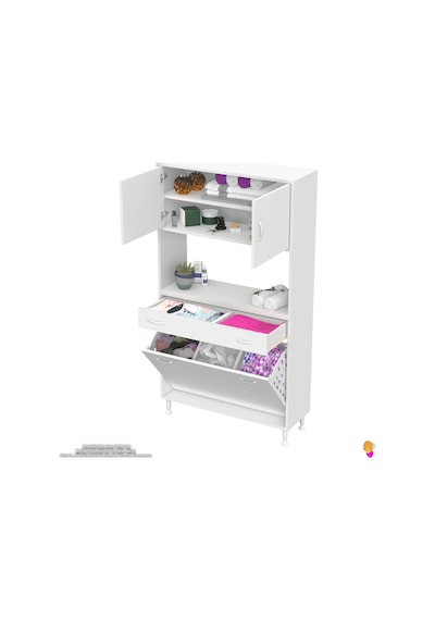 Modilayn Arda 100x173x32,5 Cm 1 Çekmece 3 Göz Sepetli Ve 3 Raf Akıllı Dolap İle Dağınıklığa Son Beyaz Modilayn Arda 100x173x32,5 Cm 1 Çekmece 3 Göz Sepetli Ve 3 Raf Akıllı Dolap İle Dağınıklığa Son Beyaz