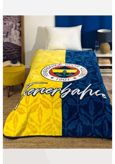 Yeni Sezon Fenerbahçe Lisanslı Taraftar Tek Battaniye Sarı - Lacivert