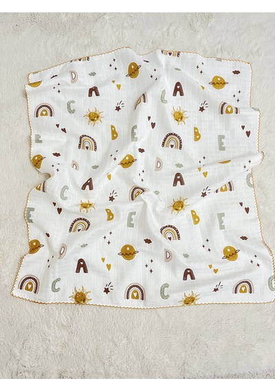 Çok Amaçlı Müslin Örtü 80x90 Cm Yeni Doğan&bebek&çocuk Gökkuşağı Kahverengi