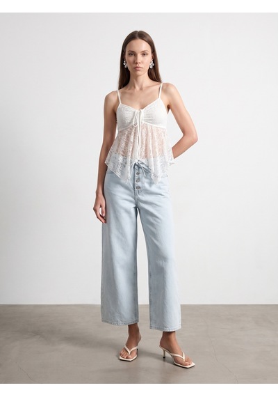 Dilvin 72345 %100 Pamuk Baggy Jean-mavi