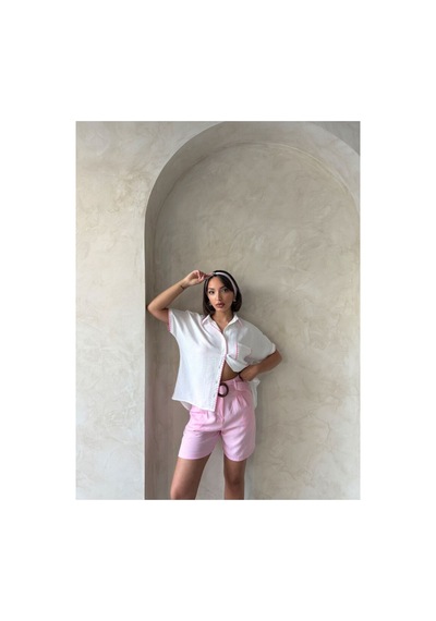 Verymoda Kemerli Şort D2686 Pembe