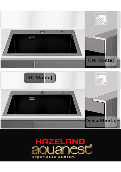 Hazeland Aquanest Steel Line Mutfak Eviyesi 60 45 Antrasit