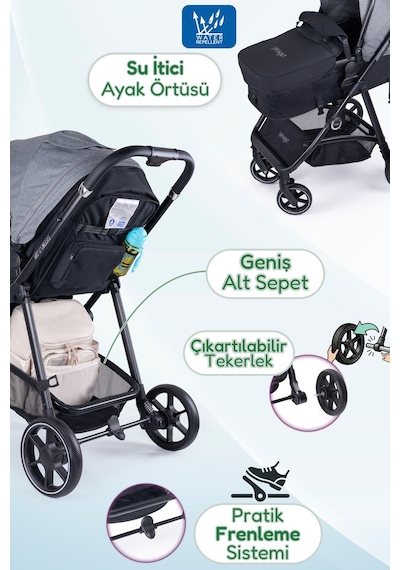 Prego Stein Çift Yönlü Portbebeli Travel Sistem Bebek Arabası Uv Tenteli