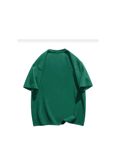 Kozia Outdoors Malkoçbey Küçük Tavşan Detaylı Basic Oversize Unisex T-şhirt Yeşil Yeşil