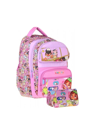 Kaukko Kids Nagy Pembe Kız Çocuk İlkokul Sırt Çantası Ve Kalem Çantası Seti - Setkk-l5333c