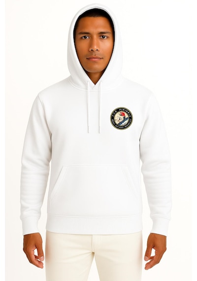 Bahriyeli Collection Kapüşonlu Tcg Pirireis Dalgalar Arası Cep Ve Sırt Baskılı Unisex Sweatshirt Beyaz