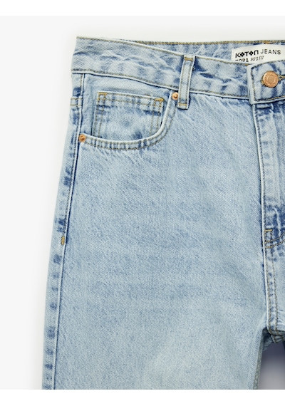 Koton Yüksek Bel Düz Paça Cepli Pamuklu Denim Pantolon - Straight Fit Jeans Açık İndigo 6sal40009md Açık İndigo Koton Yüksek Bel Düz Paça Cepli Pamuklu Denim Pantolon - Straight Fit Jeans Açık İndigo 6sal40009md Açık İndigo