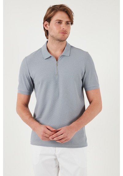Buratti Pamuklu Regular Fit Fermuarlı Erkek Polo Yaka T Shirt 5902434 Gri