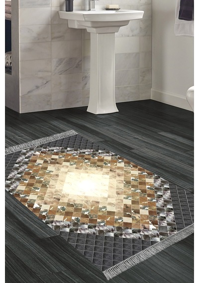 Eko Trend Djt Banyo Paspası Yıkanabilir Kaymaz Taban 759 Patchwork Siyah