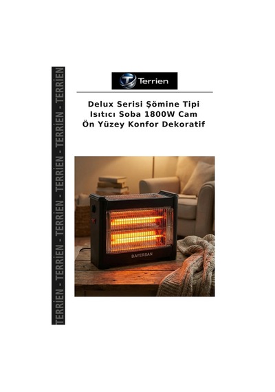 Delux Serisi Şömine Tipi Isıtıcı Soba 1800w Cam Ön Yüzey Konfor Dekoratif