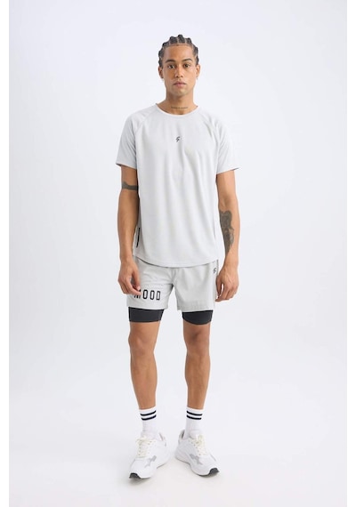 DeFactoFit Hızlı Kuruyan Slim Fit Dar Kesim Bisiklet Yaka Baskılı Sporcu Kısa Kollu Tişört V2887AZ25SPGR91