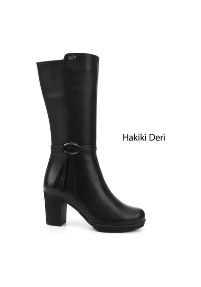 Gönderi(R) Gönderi R Kadın Siyah Fermuarlı Kalın Topuklu Hakiki Deri Çizme Gkzc13447581 Siyah