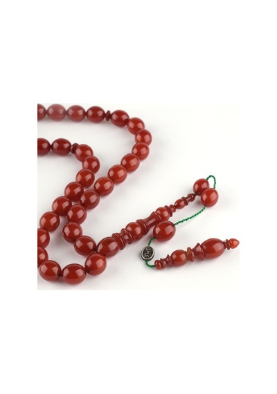 Sıkma Kehribar Orijinal Usta İşi İmzalı Beyzi Kesim 11.5x14mm Tesbih