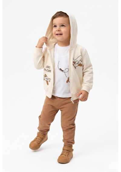 Toontoy Kids Toontoy Erkek Çocuk 3'lü Eşofman Takımı Uzun Kollu Bisiklet Yaka Nakışlı T-shirt - Kapüşonlu Fermuarlı Hırka- Beli Paçası Lastikli Eşofman Altı 25052 Kahverengi Toontoy Kids Toontoy Erkek Çocuk 3'lü Eşofman Takımı Uzun Kollu Bisiklet Yaka Nakışlı T-shirt - Kapüşonlu Fermuarlı Hırka- Beli Paçası Lastikli Eşofman Altı 25052 Kahverengi