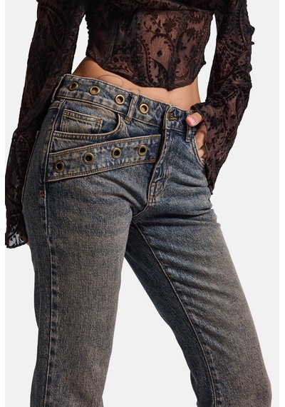 Kadın Tint 4w6-9 Flare Fit Komfort Kumaş Tasarım Denim Jean Kırmızı