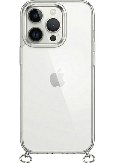 Hippi Apple Uyumlu iPhone 16 Pro Şeffaf Askılı Telefon Kılıf Beyaz - Şeffaf