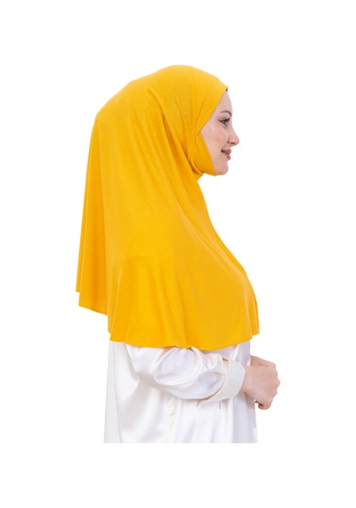 Modish Group Hazır Başörtüsü Pratik İslami Giyim Penye Peçeli Türban Namaz İçin Yumuşak Eşarp Sarı