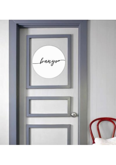 Dekoratif Banyo Tabelası Yuvarlak Kapı Süsü Siyah Beyaz