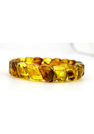 Kehribar Bileklik Fosilli Roleks Özel Tasarım Ambergold Blk23-45 Çok Renkli