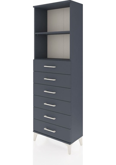 Arges Dolap 2 Raflı 6 Çekmeceli 60x30x182 Antrasit-antrasit Antrasit