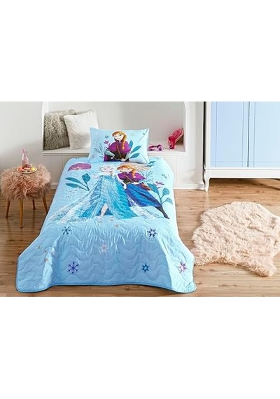 Frozen Flower Power Cpp Standart Pamuk-polyester Nevresim Takımı, Mavi, Tek Kişilik 0
