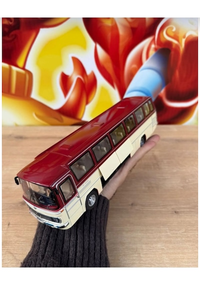 1:24 Mercedes Benz Otobüs Eski Nostaljik Otobüs Krem-bordo 25cm
