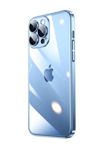 Apple Uyumlu iPhone 14 Pro Max Kılıf Sert Pc Renkli Çerçeveli Zore Riksos Kapak Mavi