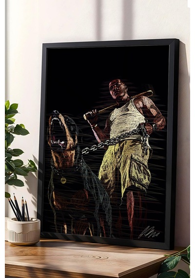 Gta Franklin Clinton Chop Çerçeveli Tablo Grand Theft Auto - Estetik Poster