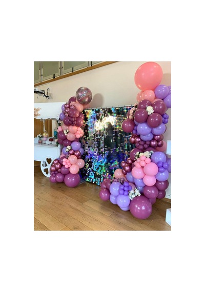 Krom Pembe Pastel Yaban Çileği Makaron Pembe Ve Lila Balon Zinciri 100 Adet A