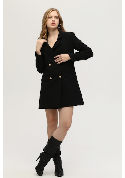 Feminist Astarlı Düğme Kapamalı Blazer Ceket 0105123.01 Siyah