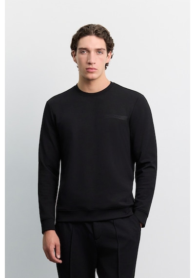 Avva Erkek Siyah Bisiklet Yaka Kolay Ütülenen Baskılı Pamuklu Regular Fit Sweatshirt A62y1214