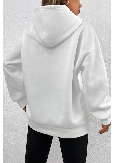 Uyguntarz Unisex Nasa Bear Baskılı Sweatshirt beyaz