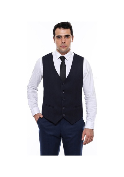 Wessi Lacivert Düz Slimfit Yelek 001