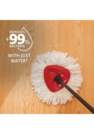Easywring Mikrofiber Spin Mop, Kovalı Zemin Temizleme Sistemi, Kırmızı, Gri