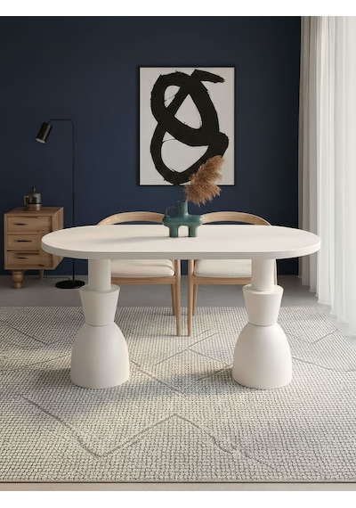 Monera Oval Ahşap Yemek Masası 90x170 Beyaz Monera Oval Ahşap Yemek Masası 90x170 Beyaz