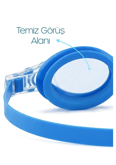 Set Yüzücü Gözlüğü Kumaş Bone Set Yüzme Havuz Deniz Gözlüğü Ve Bone Mavi