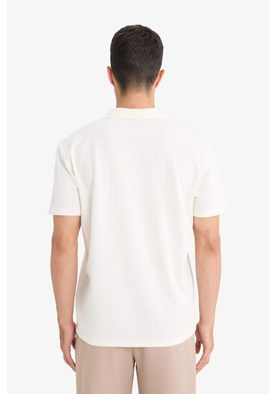 Defacto Regular Fit Polo Yaka Waffle Kısa Kollu Tişört F0315ax25auer140 Ekru