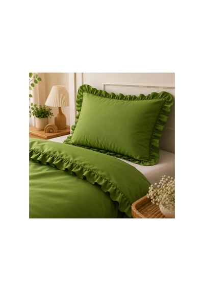 Fırfırlı Nevresim Takımı Sweet Green Tek Kişilik 2 Parça 160 X 220 Cm Yeşil