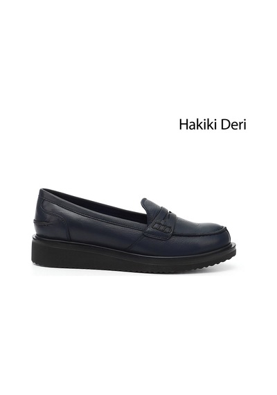 Gönderi(R) Gönderi R Lacivert Antik Dolgu Taban Hakiki Deri Loafer Ayakkabı Lacivert