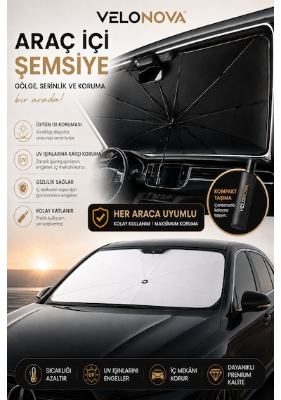 Tüm Araçlar Için Araba Ön Cam Güneşlik Katlanabilir Güneşlik Şemsiye Ön Cam Gölgelik Esnek 140 X 80