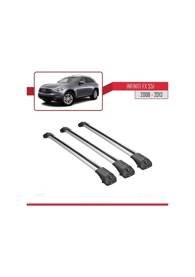 Infiniti Fx S51 2008-2013 Arası İle Uyumlu Ace-1 Ara Atkı Tavan Barı Gri 3 Adet Bar