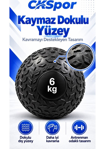 Ckspor 6 Kg Zıplamayan Sağlık Topu Slam Ball Crossfit Fitness Fonksiyonel Antrenman Ağırlık Topu