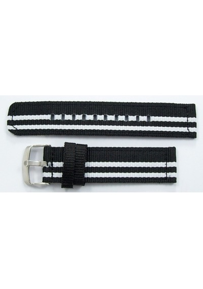 Kumaş Perlon Siyah Beyaz 24Mm Spor Saat Kordonu Kayışı Nato Bjk