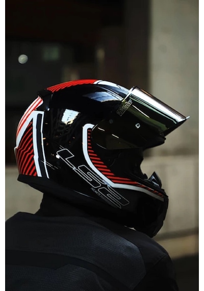 Ls2 Rapid 2 Extra Beyaz-kırmızı Fullface Motosiklet Kaskı Gold Camlı .