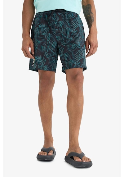 Defacto Defactofit Regular Fit Baskılı Esnek Dokulu Kısa Boy Sporcu Deniz Şortu A4185ax25hsbk81 Siyah