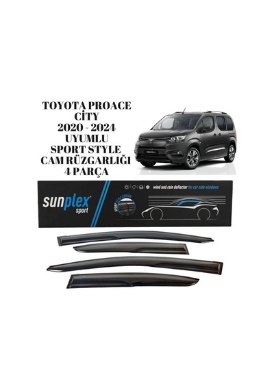 Toyota Proace City Verso 2020 2021 2022 2023 Uyumlu Sport Style Cam Rüzgarlığı 2 Parça Sunplex 2 Adet