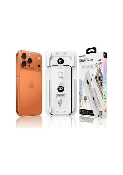 Fulltech Magicbox iPhone Uyumlu 17 Pro Max Premium Tempered Glass Aparatlı Ekran Koruyucu - Clear